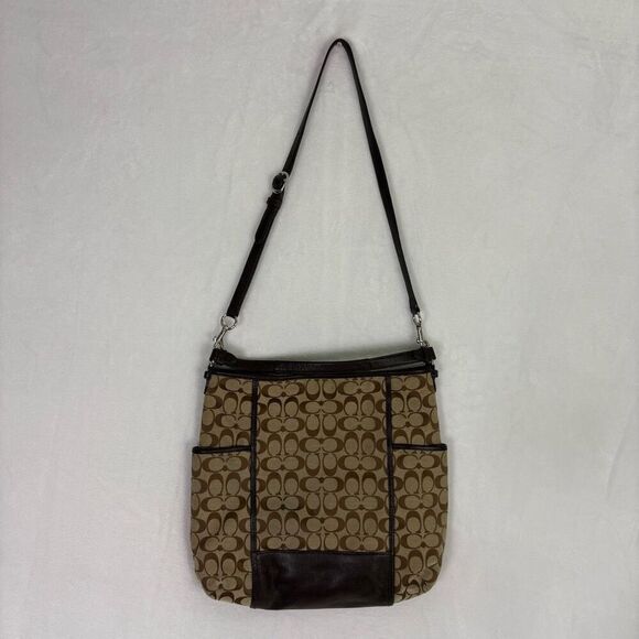 Coach Brown Monogram Leather Large Crossbody/Shoulder Purse - Picture 11 of 16